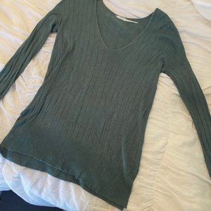 Green ribbed sweater long sleeve